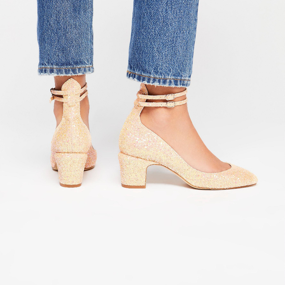 Free People Glitter Lana Block Heel Size 40/10